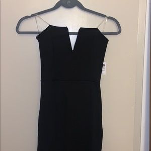 Strapless black bodycon dress